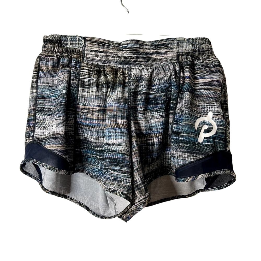 Lululemon Hotty Hot Short Long 4" Digital Oasis Grey Multi True Navy Size 10